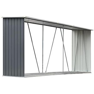 vidaXL Abri Stockage Bois Acier Galvanisé 330x84x152cm Gris Jardin Porte-bûche - Publicité