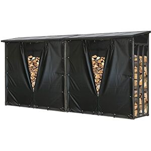 QUICK STAR 2 pièces Étagère en métal pour Bois de cheminée Anthracite XXL 185 x 70 x 185 cm Distance Entre Les Bois 4,6 m³ avec protection contre les intempéries Noir - Publicité