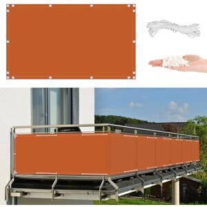 AYLFBFU Brise Vue Balcon Couverture de Confidentialité 90x200cm, 165g/m² avec Protection UV 96%, Protéger Les Écran d'intimité avec Oeillets et Cordons pour Jardin et Lieu de fête, Orange - Publicité