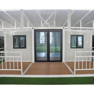 ABYAN Maison préfabriquée compacte, mobile et extensible, avec salle de bain, solution d’habitat pour hôtels, bureaux, garages et plus, personnalisable, blanc, 6,1 x 6,1 m - Publicité