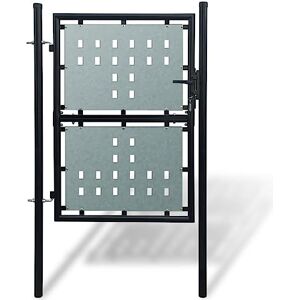 vidaXL Portillon Clôture de Jardin Noir Acier 100x175 cm Portail Porte Jardin - Publicité