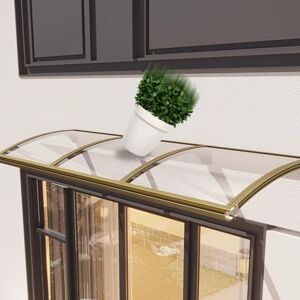 DSWZLQDXB Toit Abri Patio avec Grand Guide l'eau Marquise Transparente Polycarbonate Support Champagne en Alliage d'aluminium Contre Pluie UV Auvent de Porte d'entrée Protection (150×560cm,Champagne Gold) - Publicité