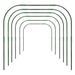 NZXVSE Lot de 6 cerceaux de jardin pour couverture de rangée, 87 x 91,4 cm, tunnel de culture en acier inoxydable avec arceaux de support revêtus de plastique, diamètre 11 mm, Vert, M - Publicité