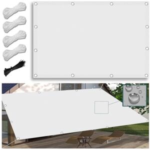 FlySoul Voiles Ombrages Rectangulaire 6X8M Imperméable Bache Ombrages, Toiles D'ombrages, Filet Ombrages, Protection Solaire Polyester pour Jardins balcons terrasses avec Oeillets et Cordons - Publicité