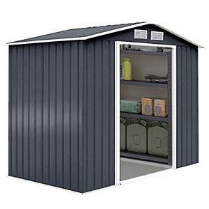 DREAMADE Abri de Jardin XL en Métal 7 m³avec Base, 277X191X192CM, 2 Portes Coulissantes, Armoire de Jardin, Remise à Outils, Toit en Pente Jardin Remise, Gris - Publicité