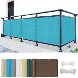 GAIFNAG Bâche de Balcon Brise-Vue 80 x 650 cm Couverture de Confidentialité, Filet Occultant Jardin, Toile de Balcon Vent Protection UV, Protection Contre Soleil pour Jardin, Balcon, Bleu Ciel - Publicité