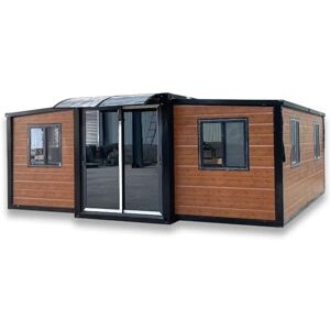 Alpha Petite maison préfabriquée pour vivre, maison préfabriquée mobile avec portes et fenêtres verrouillables, abri de rangement extérieur avec toilettes, cuisine, armoire, évier, prises et interrupteurs - Publicité