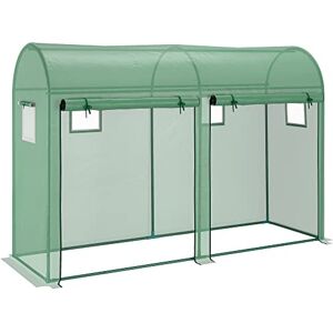 Outsunny Serre de Jardin 3 m² Serre à tomates dim. 3L x 1l x 2H m 2 Portes zippées déroulantes 4 fenêtres enroulables Acier PE Haute densité 140 g/m² Anti-UV Vert - Publicité