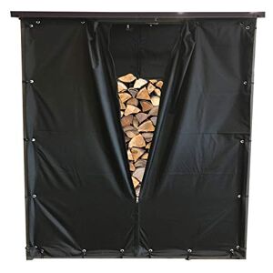 QUICK STAR Ensemble de Rideau de Protection Contre Les intempéries Avant et arrière à 145x70x145cm abri de Bois de Chauffage PVC Noir - Publicité