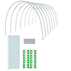 Oniissy Arceaux de serre Kit de piquets de jardin pour plantes Tuteurs de jardin Arceaux de support Arceaux de serre Blanc et vert Serre tunnel à bouclier complet Fibre de verre - Publicité