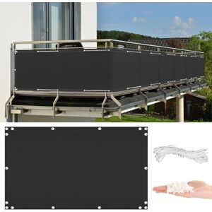 AYLFBFU Brise Vue pour Balcon 70x250cm Noir, Protection de la Vie privée et sécurité, Brise Vue Balcon Extérieur avec Matériel de Montage pour Terrasse Jardin Balcon Patio - Publicité