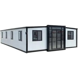 HUGHEARTS Petite maison préfabriquée portable en plastique extensible de 9,1 x 6,1 m pour hôtel, stand, bureau, maison de garde, magasin, villa, entrepôt, atelier (avec toilettes) FH2024 - Publicité