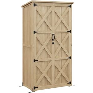 Outsunny Armoire de Jardin abri Jardin Remise pour Outils sur Pied 90L x 54,5l x 161/168,5H cm 2 étagères Toit bitumé étanche Bois pin Autoclave - Publicité