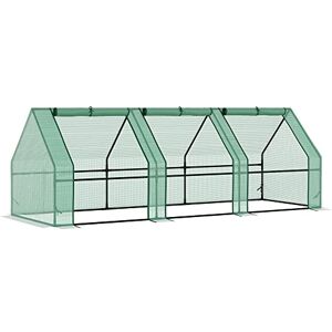 HOMCOM Outsunny Mini Serre de Jardin Mini Serre Tunnel 180L x 90l x 90H cm Toit Pointu Acier PE Haute densité 140 g/m² Anti-UV 3 fenêtres avec Zip enroulables Vert - Publicité