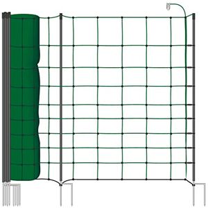 Voss Filet de Cloture pour Cloture électrique, clôture pour Ovins Classic+ 50 m, Hauteur 108 cm, 2 Pointes, 20 piquets, Couleur Vert - Publicité