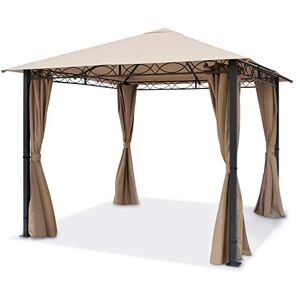 TOOLPORT Pavillon de Jardin 3x3 m Pavillon Premium imperméable Tente de Jardin 4 côtés bâche de Toit env. 220 g/m² Tente de réception Taupe - Publicité