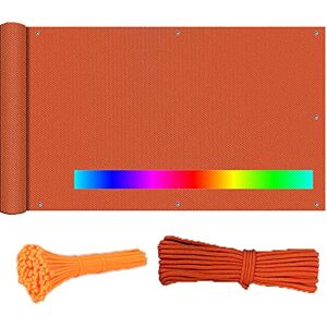 Ariyalk Brise-Vue pour Balcon 100% Opaque 220g/m² Pas Besoin de percer Couverture de confidentialité Écran Distance du Trou 30cm Protection UV avec Attaches de Câble et Cordons-90 * 600cm-Orange - Publicité