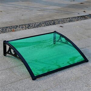 DSWZLQDXB Toit Marquise Plaque Support en Acier Noir Verte Polycarbonate,Auvent de Porte d'entrée Protection Contre Pluie Soleil pour Maison,Toit Abri Terrasse Patio Silencieux (150×460cm) - Publicité