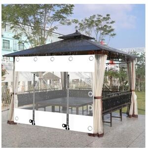 JUCCJUXIN BâChe ExtéRieure ImperméAble en PVC Rideaux ExtéRieurs avec Oeillets Et Fermetures éClair,BâChe éTanche Claire Blanc,pour Abri D'Auto Patio Porche Gazebo Chalet (Size : H2.3xW6m/H7.5xW19.6ft) - Publicité