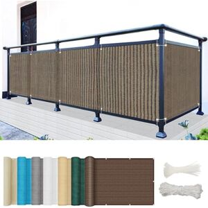 GAIFNAG Bâche de Balcon Brise-Vue 60 x 750 cm Couverture de Écran Jardin, Balustrades de Balcon, Filet d'ombrage Vent Protection UV, Protection Contre Soleil pour Jardin, Balcon, ‎Marron - Publicité