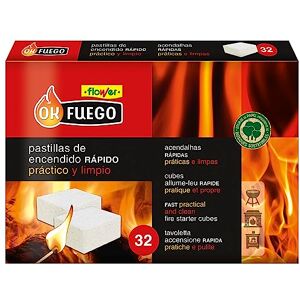 OK FUEGO Boîte de 32 allume-feux rapides et propres Bois et charbon - Publicité