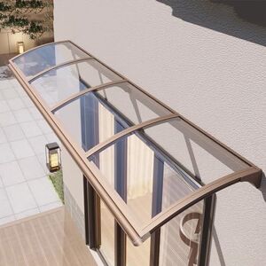 DSWZLQDXB Toit Abri Patio Marquise Transparente Polycarbonate Support en Alliage d'aluminium Contre Pluie UV Auvent de Porte d'entrée avec Grand Guide l'eau Protection Contre Pluie (150×580cm,Coffee) - Publicité