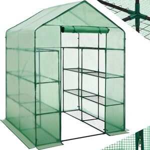 TecTake ® Serre de Jardin en Acier Thermo-Laqué & Plastique Anti UV avec 16 Grilles métal pour Potager exterieur Serre de Jardin pour Hivernage Tente Abri pour les Plantes Serre à semis 143x143x195cm - Publicité