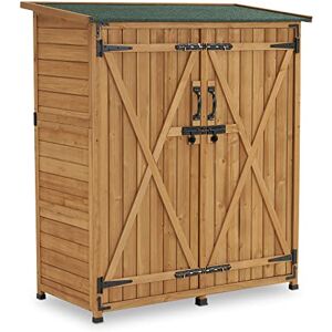 M MCombo 0707 Armoire de jardin en bois résistant aux intempéries Petit abri de jardin extérieur pour extérieur, balcon et terrasse 122 x 60 x 137 cm (naturel) - Publicité