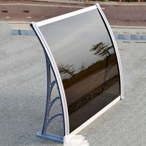 DSWZLQDXB Toit Marquise Plaque Support en Acier Argent Sarcelle Polycarbonate,Auvent de Porte d'entrée Protection Contre Pluie Soleil pour Maison,Toit Abri Terrasse Patio Silencieux (150×450cm) - Publicité