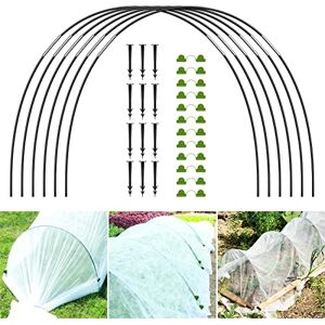 QKFON Lot de 54/90 arches de tunnel, support de jardin, cadre de support de jardin, pneus de serre, tunnel pour plantes pour tissu de jardin, pieux de jardin, sans film (54 pièces) - Publicité