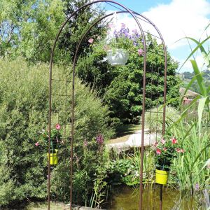 LMOULIN Arche de jardin treillage en fer vieilli tubes ronds petit modèle + 4 supports poteaux à enfoncer