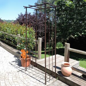 LMOULIN Arche de jardin pergola en fer vieilli tubes carrés petit modèle + 4 supports poteaux à enfoncer