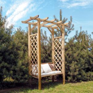 Cémonjardin Banc 2 places avec arche traditionnel en bois - Publicité