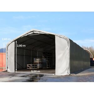 TOOLPORT 7x21 m hangar, porte 5,0x2,9 m, toile PVC de 850, gris, sans statique - (49530) - Publicité