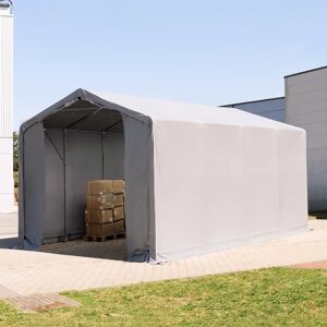 TOOLPORT 4x8 m hangar, PVC 850, H. 3 m avec portes à fermeture éclair, gris, sans statique - (79870) - Publicité