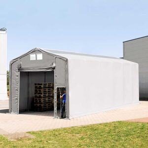 TOOLPORT 6x12 m hangar, PVC 850, H. 4m avec porte actionnée par traction et fenêtres dans le toit, gris, avec statique (type de sol : terre) - (93901) - Publicité