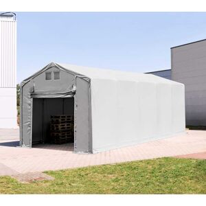 TOOLPORT 4x12 m hangar, PVC 850, H. 3m avec porte actionnée par traction, gris, sans statique - (94264) - Publicité