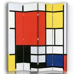 Legendarte Paravent composition avec large plan rouge Mondrian 145x180cm (4x)