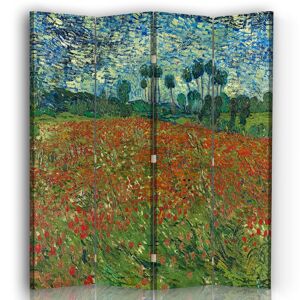 Legendarte Paravent Le Champ des Coquelicots - Van Gogh 145x180cm (4 volets) Rouge 145x170x2cm