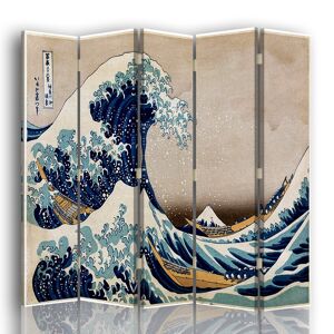 Legendarte Paravent La Grande Vague de Kanagawa - K. Hokusai cm 180x170 (5x) Bleu 180x170x2cm