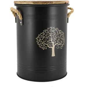 Aubry Gaspard Tabouret et seau a pellets metal laque arbre de vie