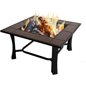 Purline Brasero de jardin incluant un barbecue en carreaux de ceramique noir Noir 81x56x81cm