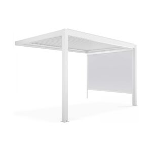 Oviala Business Pergola bioclimatique adossée blanche 3x4m et 1 Store 2,66x2,4m