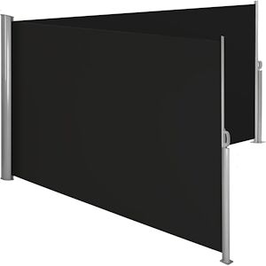 tectake Paravent rétractable double et extensible avec enrouleur - 200 x 600 cm, noir -402338 - Publicité