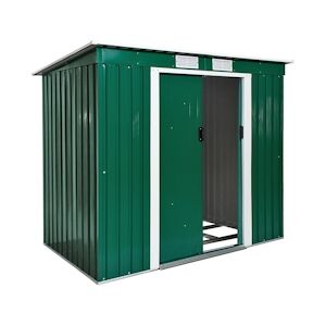 Tectake Abri de jardin métal 2,7 m² toiture monopente - vert/blanc