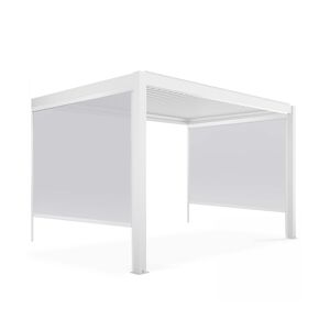 Oviala Business Pergola bioclimatique adossée blanche 3x4m et 2 Stores 2,66 x 2,34 m