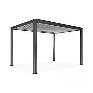 Oviala Business Pergola bioclimatique autoportée motorisée et éclairée 3 x4 x2,5m gris