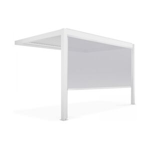 Oviala Business Pergola bioclimatique adossée blanche 3x4m et 1 Store 3,73 x 2,34 m