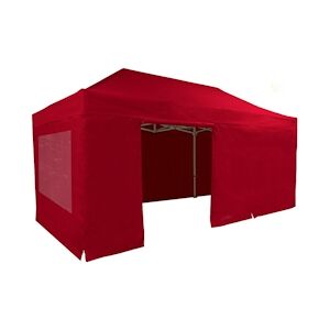 FRANCE BARNUMS Tente pliante PRO 4x6m pack fenêtres - 6 murs - ALU 55mm/PVC 580g Norme M2 - rouge - FRANCE-BARNUMS