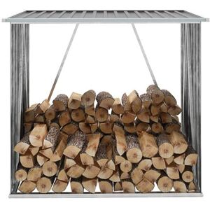 vidaXL Abri de stockage de bois Acier galvanisé 163x83x154 cm Gris Bois - Publicité